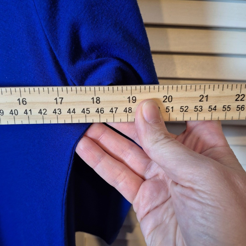 Jacansi Royal Blue Crew Neck 3/4 Sleeve Maxi Dress Pockets Size L Modest Pockets - Picture 6 of 10